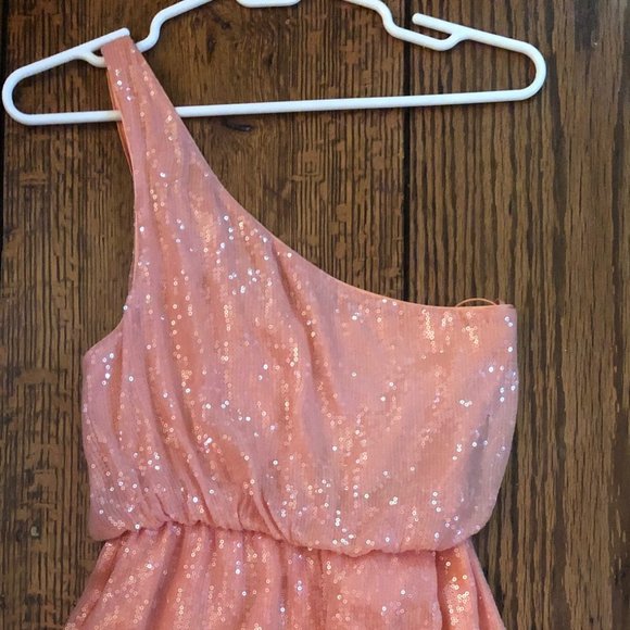 Alice + Olivia Pink Sequin One Shoulder Dress Sz 4 - Picture 2 of 6